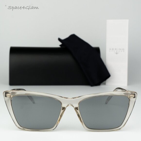 Saint Laurent Women Sunglasses Beige Silver Cat Eye SL737 MICA THIN 004 NEW - Picture 3 of 13